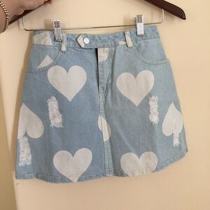 Denim Skirt heart prints NWT